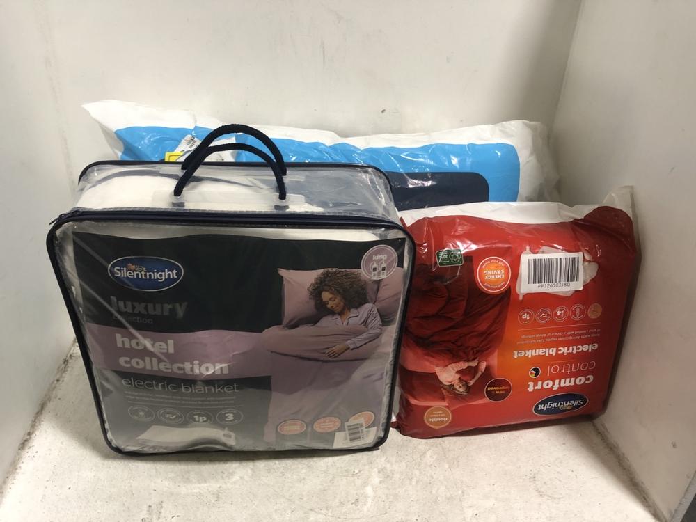 Lot 401  
            Chesterfield SR45 - Parcel Delivery Only 

                
3 X ASSORTED BEDDING TO INCLUDE SILENT NIGHT COMFORT CONTROL ELECTRIC BLANKET (LO...