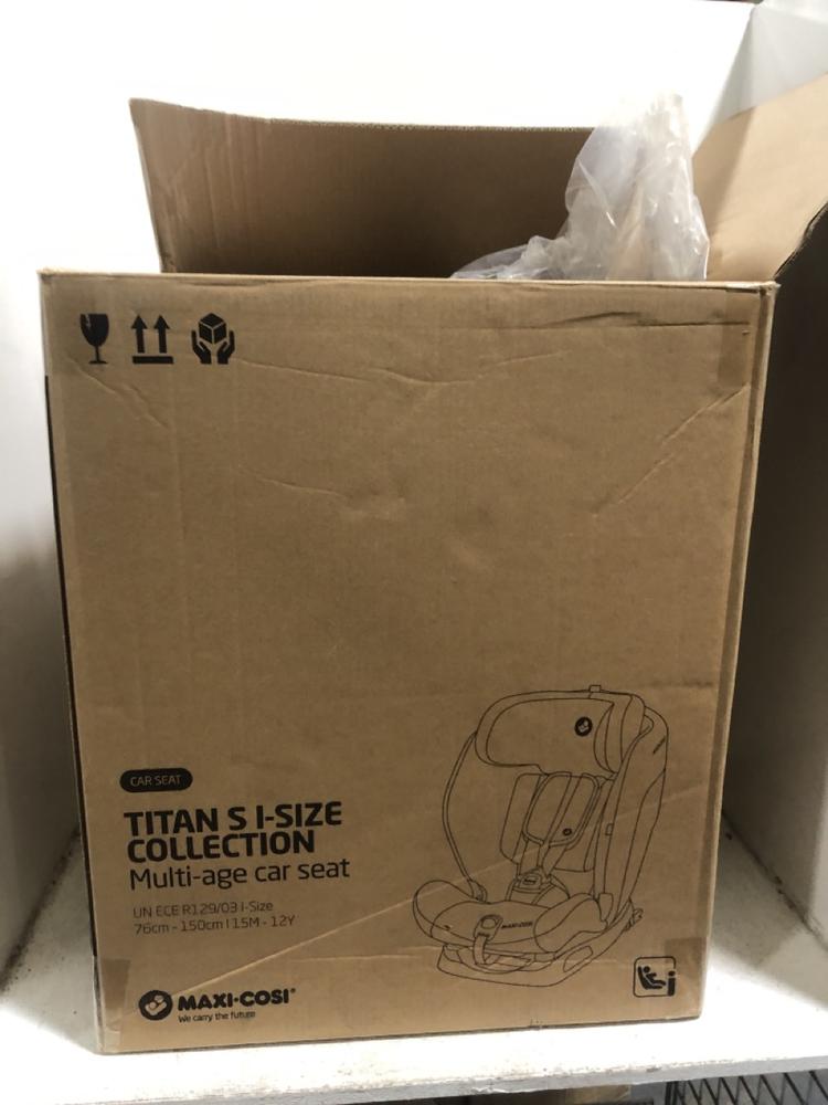 Lot 406  
            Chesterfield SR45 - Parcel Delivery Only 

                
MAXI-COSI TITAN S I-SIZE COLLECTION MULTI-AGE CAR SEAT IN BLACK (LOCATION: H4)