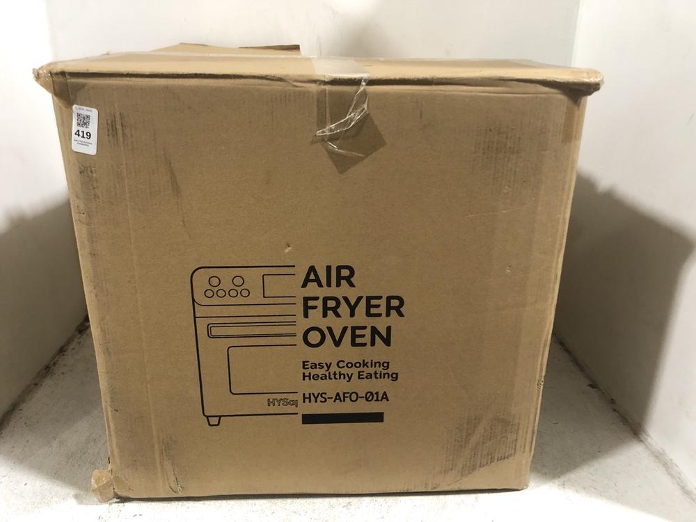 Lot 419  
            Chesterfield SR45 - Parcel Delivery Only 

                
HYSAPIENTIA HYS-AF0-01A AIR FRYER OVEN ORIGINAL RRP £157 (LOCATION: H5)