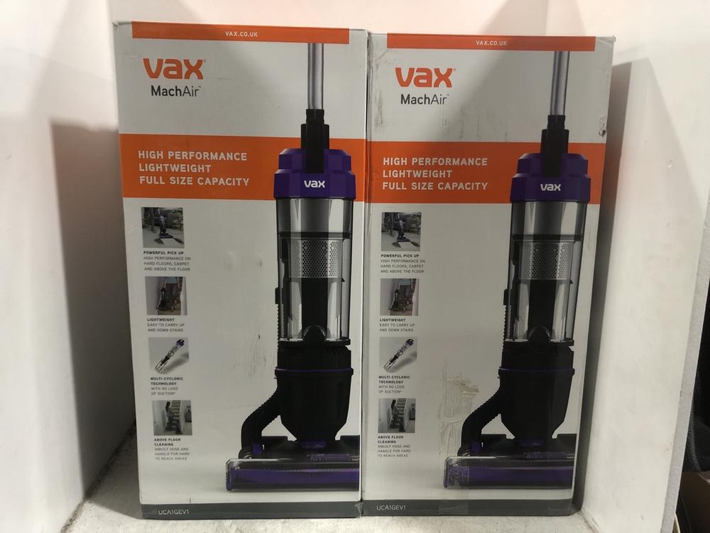 Lot 424  
            Chesterfield SR45 - Parcel Delivery Only 

                
2 X VAX MACH AIR VACUUM CLEANER TOTAL ORIGINAL RRP £180 (LOCATION: H5)