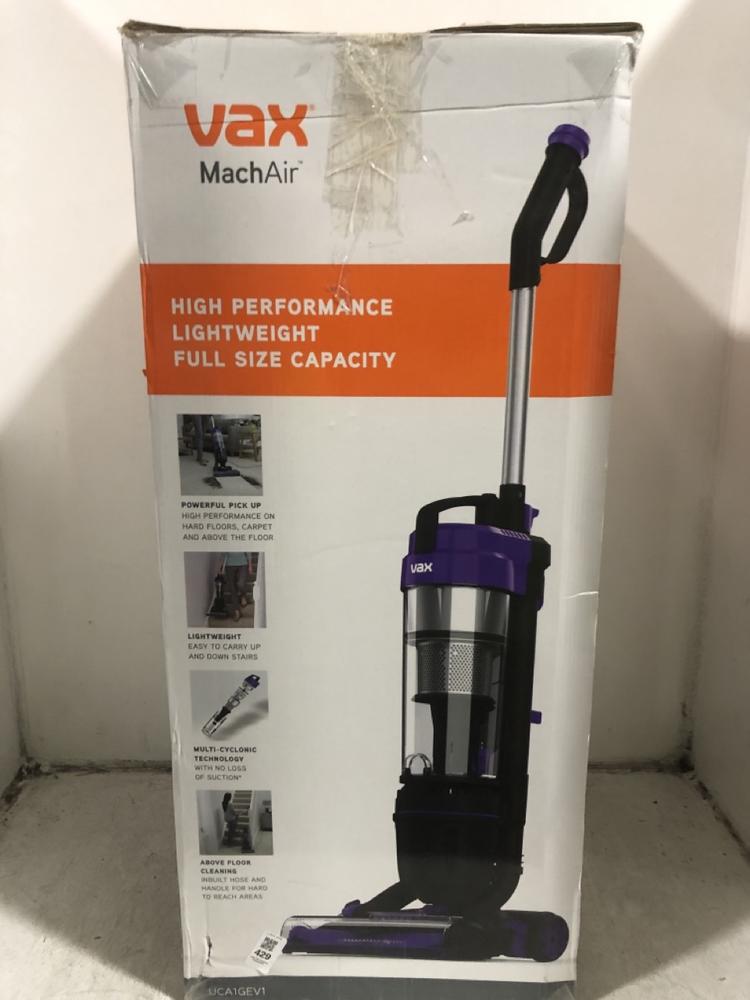 Lot 429  
            Chesterfield SR45 - Parcel Delivery Only 

                
VAX MACH AIR VACUUM CLEANER (LOCATION: H5)
