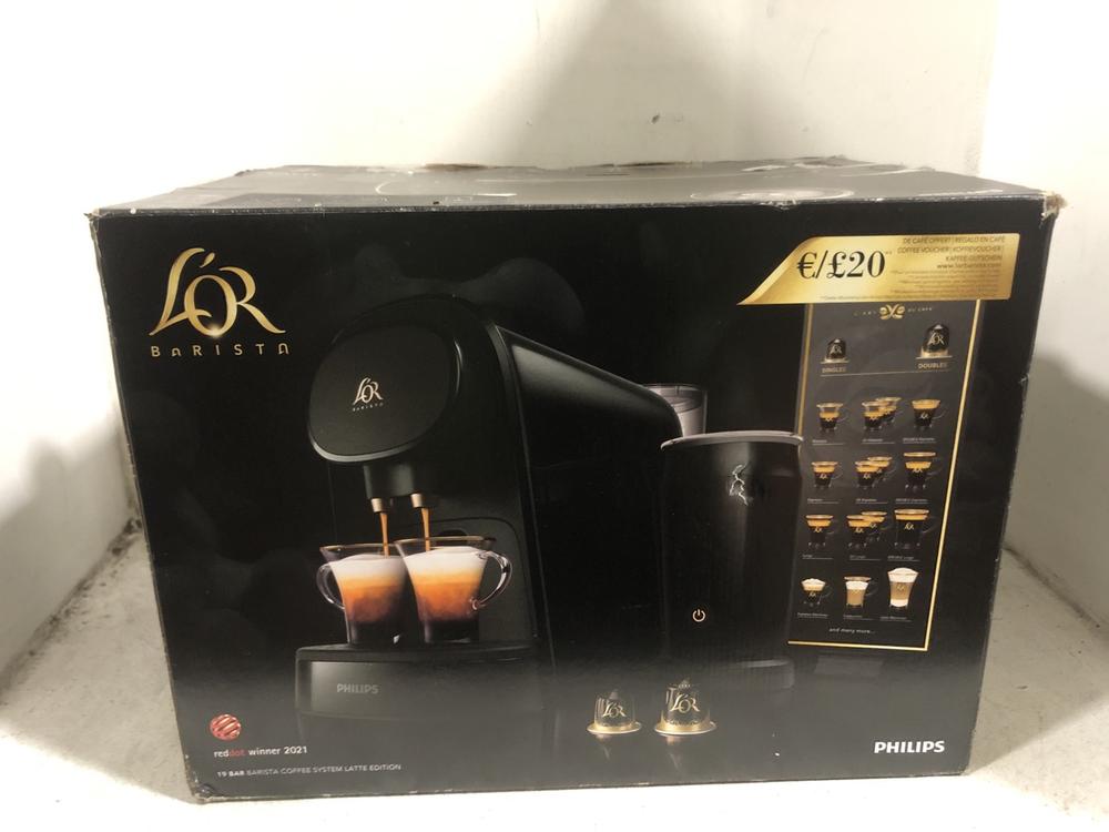 Lot 431  
            Chesterfield SR45 - Parcel Delivery Only 

                
PHILIPS LOR BARISTA COFFEE MACHINE ORIGINAL RRP £139 (LOCATION: H5)
