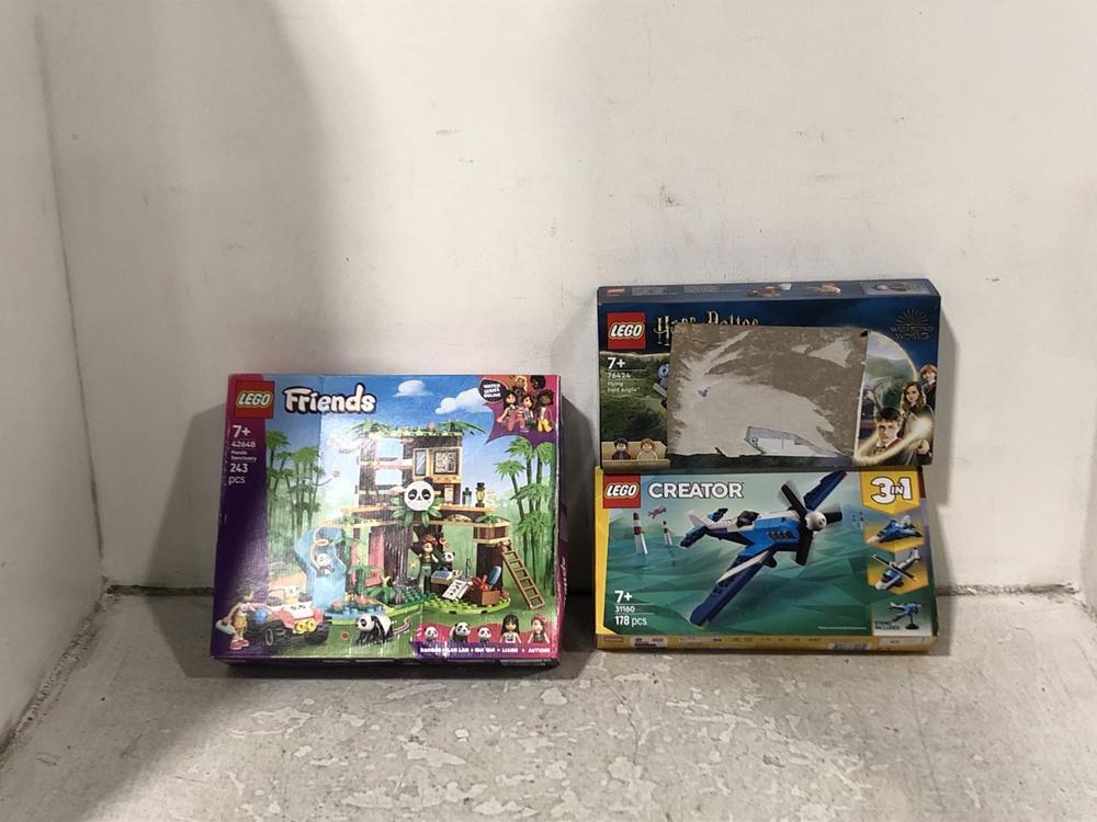 Lot 437  
            Chesterfield SR45 - Parcel Delivery Only 

                
3X ASSORTED LEGO SETS TO INCLUDE LEGO HARRY POTTER FLYING FORD ANGLIA 76424 (LOCA...