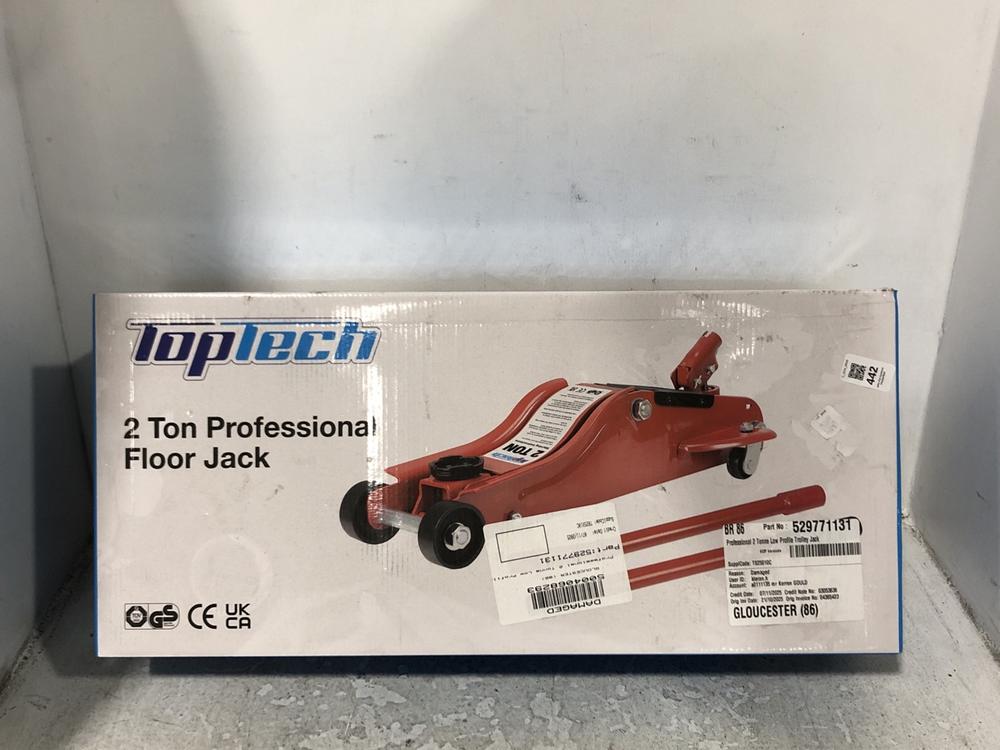 Lot 442  
            Chesterfield SR45 - Parcel Delivery Only 

                
TOPTECH 2 TON PROFESSIONAL FLOOR JACK (LOCATION: H6)