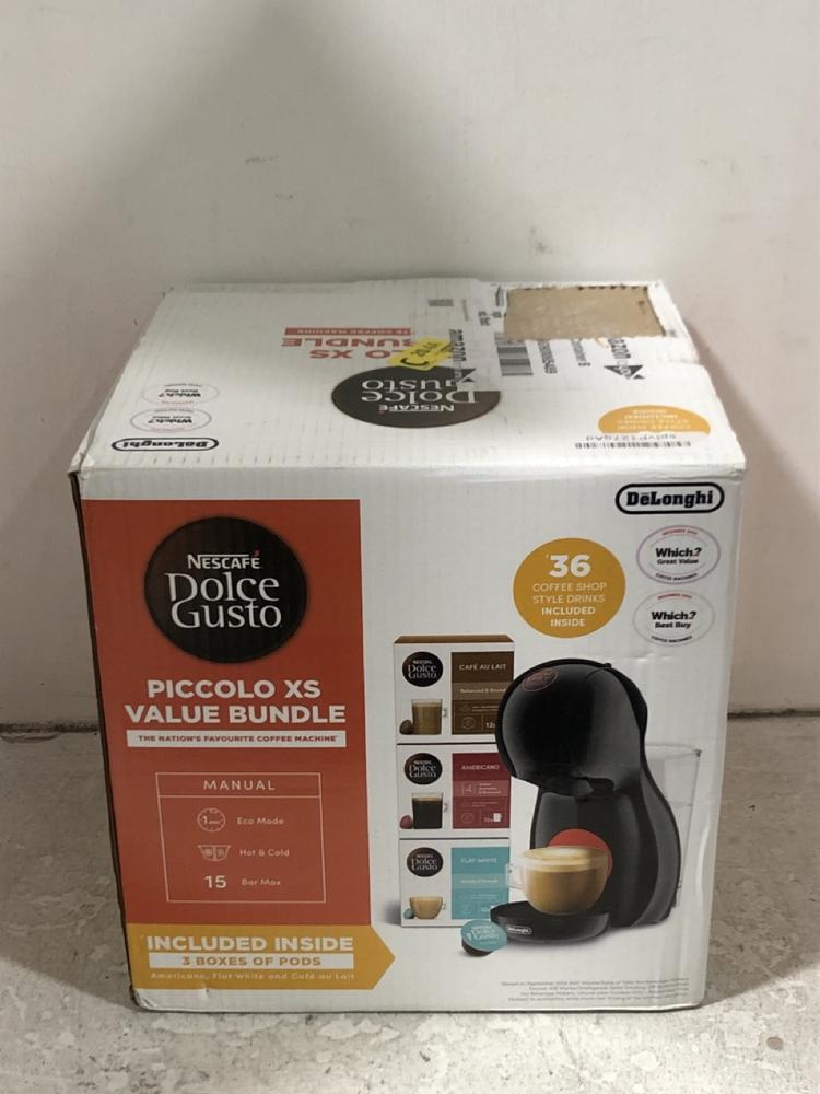 Lot 460  
            Chesterfield SR45 - Parcel Delivery Only 

                
DELONGHI NESCAFE DOLCE GUSTO PICCOLO XS VALUE BUNDLE (LOCATION: H7)