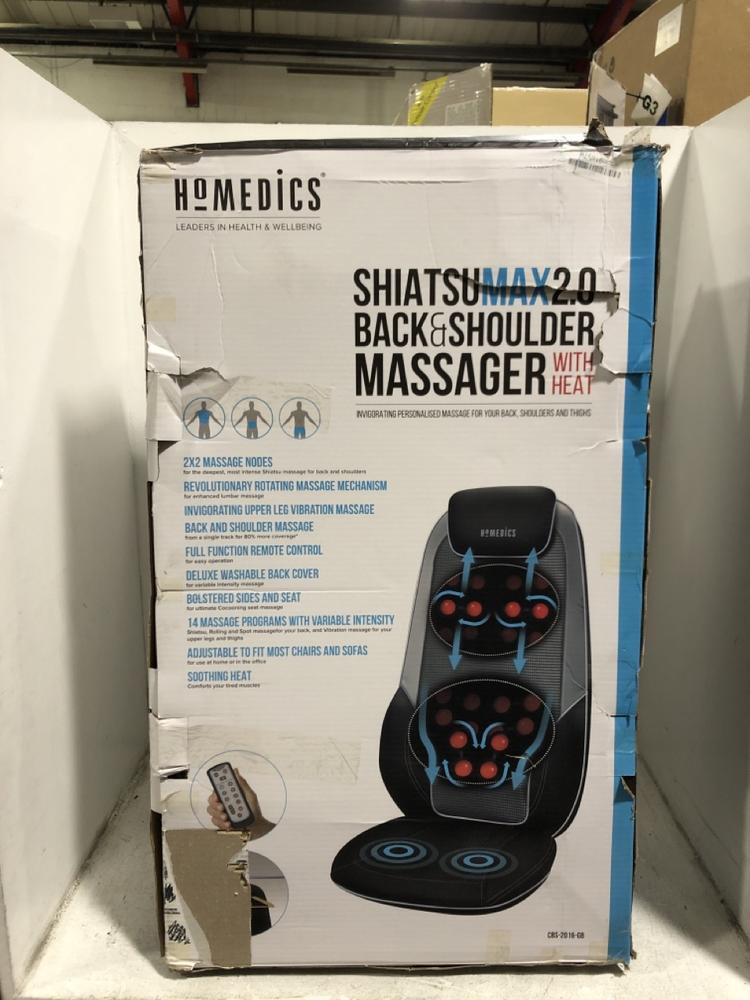 Lot 506  
            Chesterfield SR45 - Parcel Delivery Only 

                
HOMEDICS SHIATSU MAX 2.0 BACK & SHOULDER MASSAGER (LOCATION: H8)
