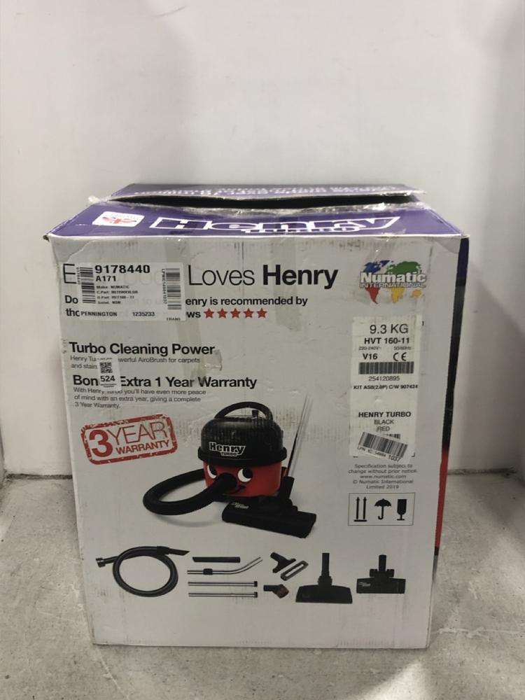 Lot 524  
            Chesterfield SR45 - Parcel Delivery Only 

                
HENRY TURBO VACUUM CLEANER AIRO BRUSH FOR CARPET AND STAIRS (LOCATION: H9)