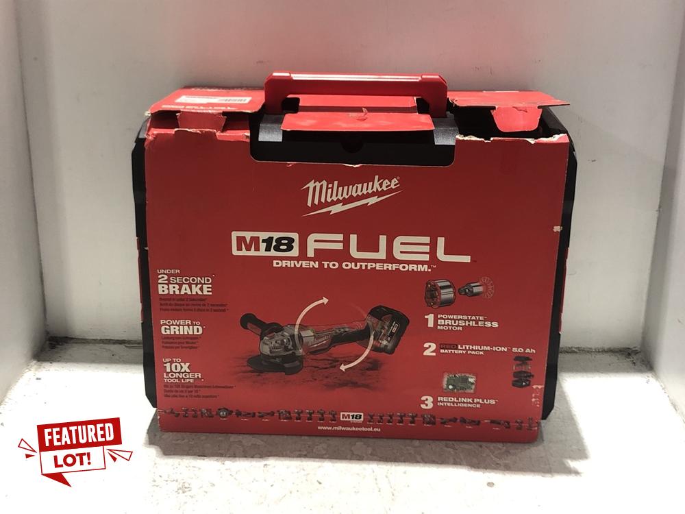 Lot 57  
            Chesterfield SR45 - Parcel Delivery Only 

                
MILWAUKEE M18 ANGLE GRINDER M18 CAG115XPDB-502X 0RIGINAL ORIGINAL RRP £487 (LOCAT...