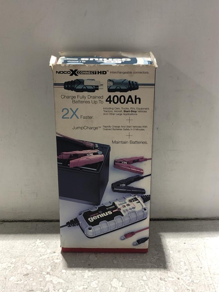 Lot 58  
            Chesterfield SR45 - Parcel Delivery Only 

                
NOCO GENIUS G15000 BATTERY CHARGER ORIGINAL RRP £159 (LOCATION: L16)