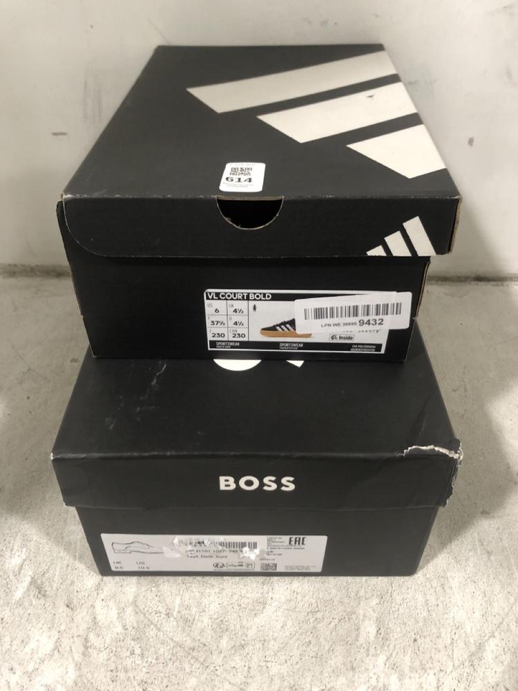 Lot 614  
            Chesterfield SR45 - Parcel Delivery Only 

                
ADIDAS VL COURT BOLD UK SIZE 4.5 TO INCLUDE BOSS TAMIL DEFRA BUNZL UK SIZE 9.5 (L...