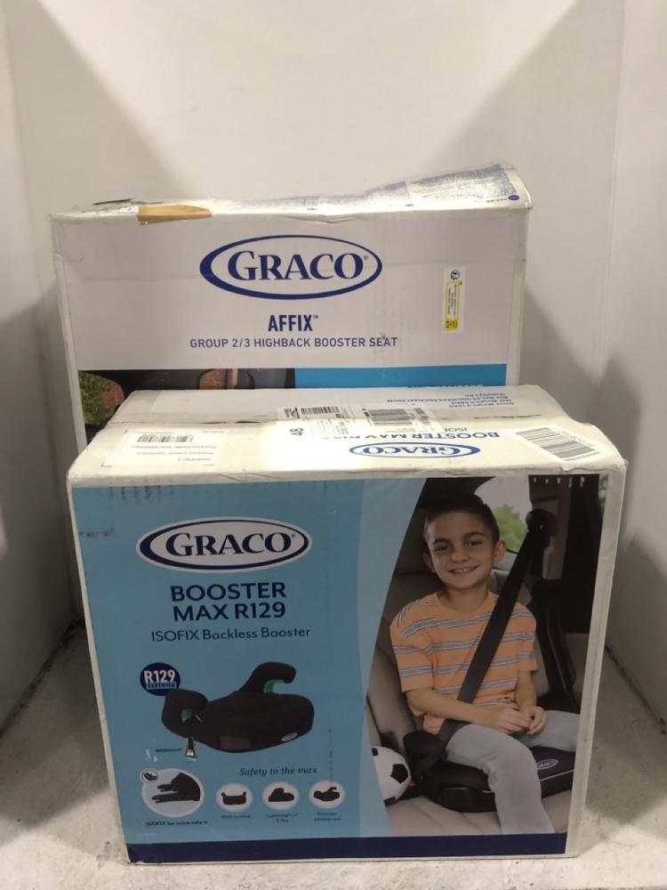 Lot 615  
            Chesterfield SR45 - Parcel Delivery Only 

                
GRACO AFFIX I-SIZE R129 ISOFIX HIGHBACK BOOSTER TO INCLUDE GRACO BOOSTER MAX R129...