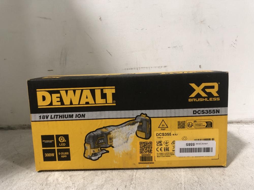 Lot 678  
            Chesterfield SR45 - Parcel Delivery Only 

                
DEWALT XR BRUSHLESS 18V LITHIUM ION DCS355N (LOCATION: I5)