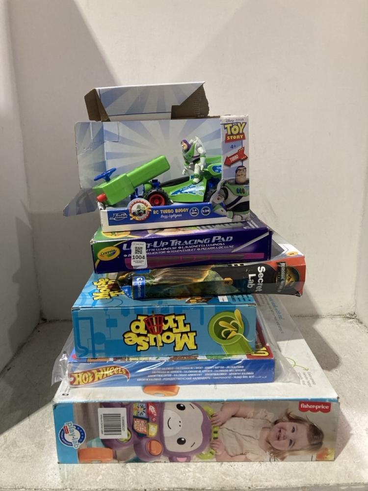Lot 1004  
            Chesterfield SR44 - Parcel Delivery Only 

                
QTY OF ASSORTED KIDS TOYS TO INCLUDE CRAYOLA LIGHT-UP TRACING PAD (LOCATION: J3)