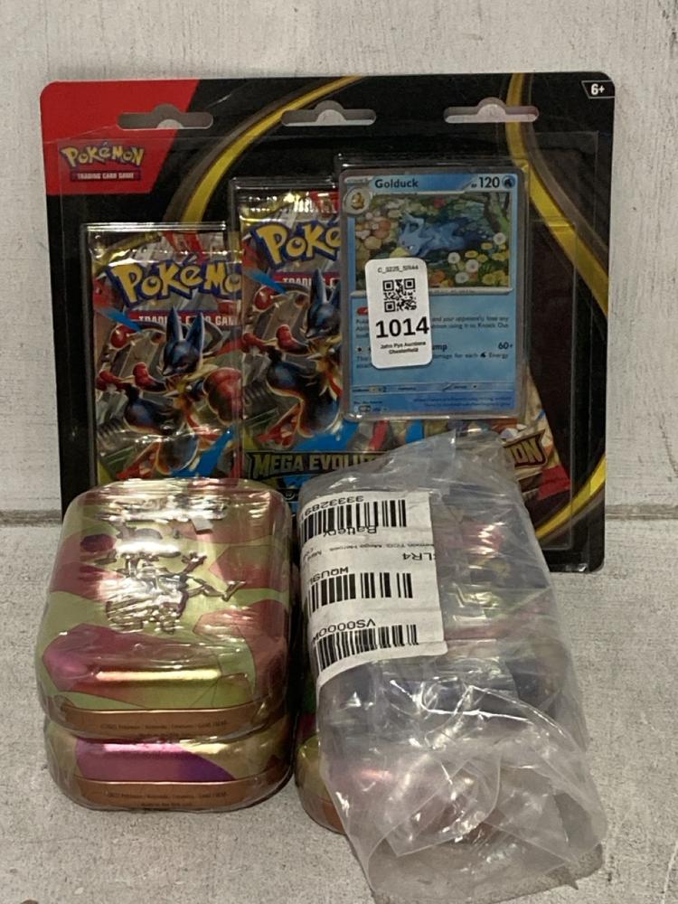 Lot 1014  
            Chesterfield SR44 - Parcel Delivery Only 

                
5 X ASSORTED POKEMON ITEMS TO INCLUDE POKEMON TRADING CARD GAME (LOCATION: J4)