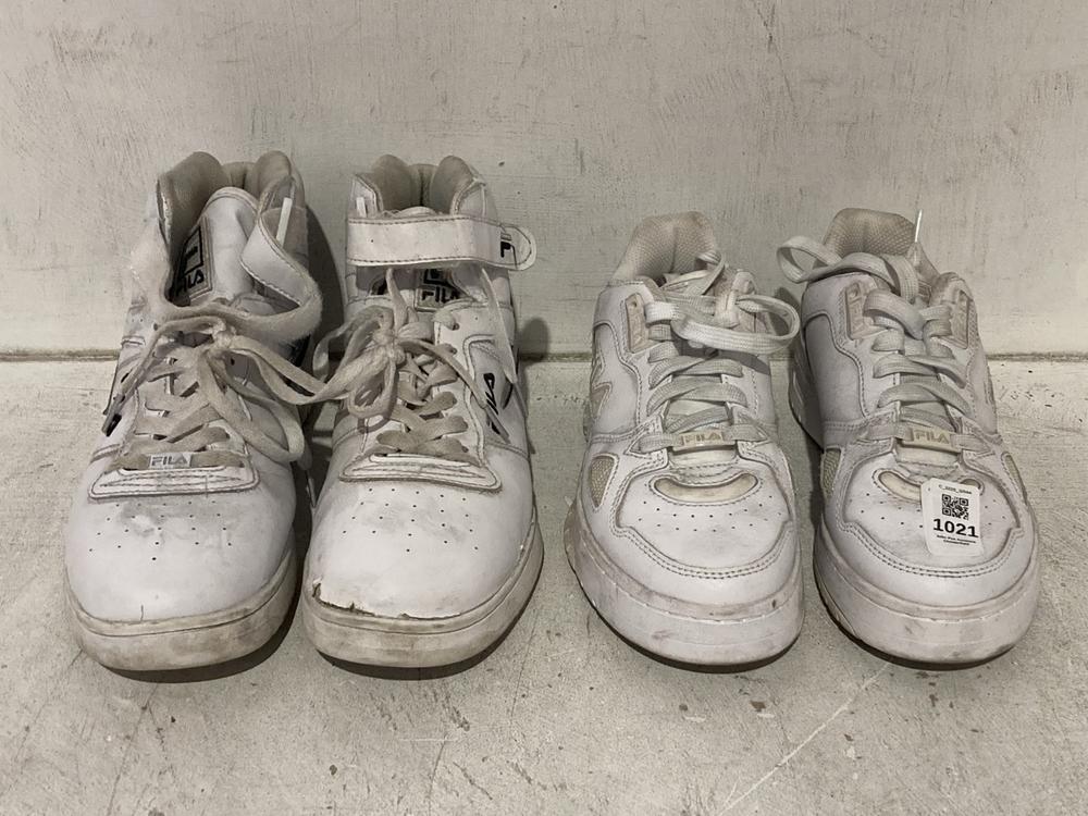 Lot 1021  
            Chesterfield SR44 - Parcel Delivery Only 

                
2 X ASSORTED SHOES TO INCLUDE FILA CHUNKY PLATFORM TRAINERS IN WHITE SIZE 5.5 (LO...