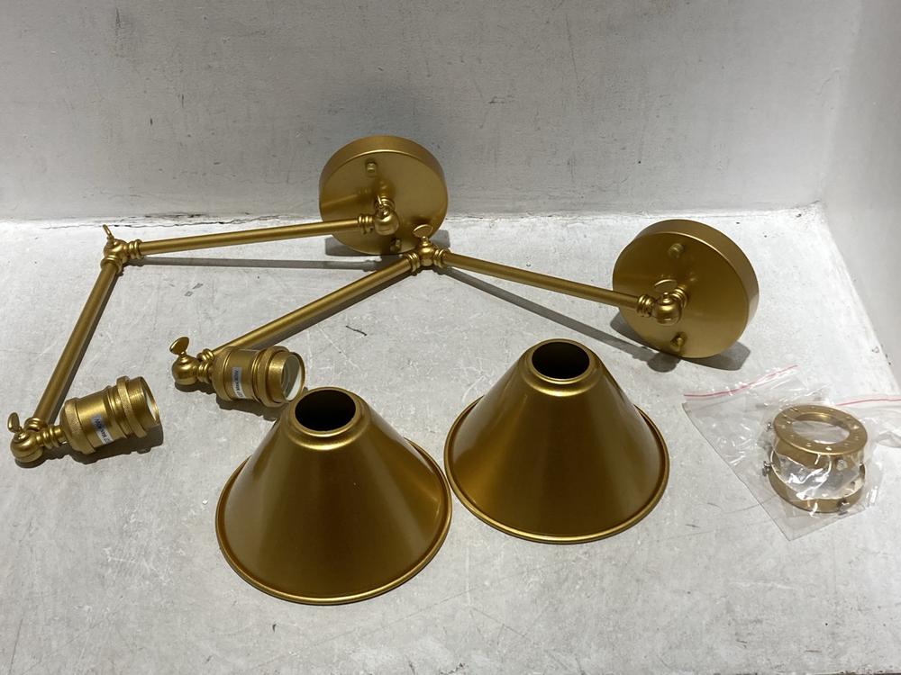 Lot 134  
            Chesterfield SR44 - Parcel Delivery Only 

                
BELIANI SET OF 2 WALL LAMPS NARVA ADJUSTABLE METAL GOLD - ITEM NO. 28123 (LOCATIO...