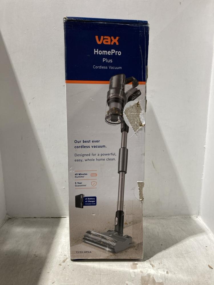 Lot 168  
            Chesterfield SR44 - Parcel Delivery Only 

                
VAX HOMEPRO PLUS CORDLESS VACUUM CLEANER - MODEL NO. CLSV-HPKA - ORIGINAL RRP £16...