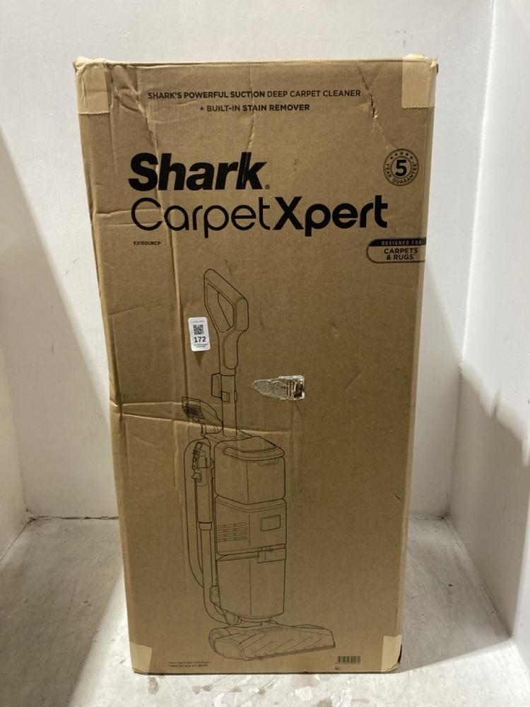 Lot 172  
            Chesterfield SR44 - Parcel Delivery Only 

                
SHARK CARPET XPERT CARPET CLEANER - MODEL NO. EX150UKCP - ORIGINAL RRP £249 (LOCA...