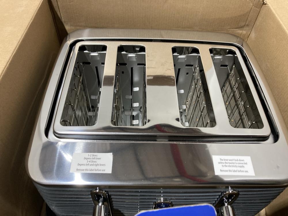 Lot 194  
            Chesterfield SR44 - Parcel Delivery Only 

                
RUSSELL HOBBS INSPIRE 4 SLICE TOASTER IN GREY AND NINJA CRISPI PORTABLE COOKING S... - Image 2