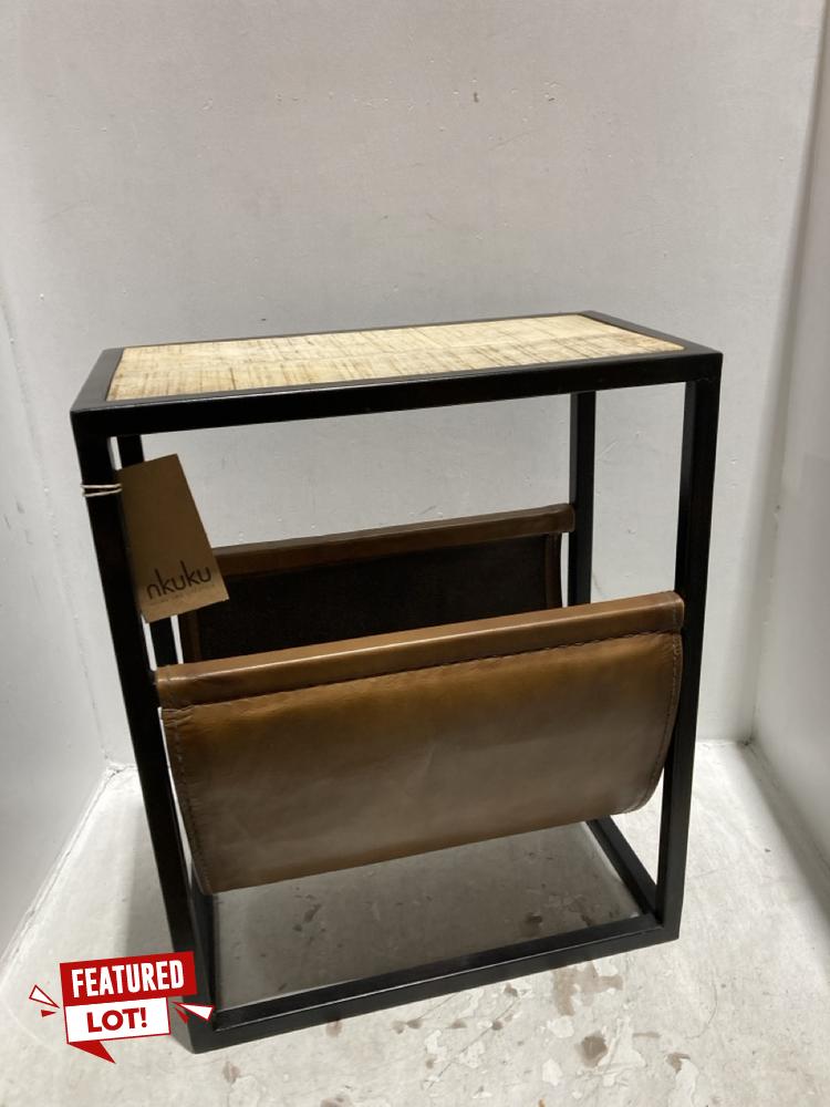 Lot 1  
            Chesterfield SR44 - Parcel Delivery Only 

                
NKUKU ALERA SIDE TABLE - NATURAL & BROWN LEATHER - 56 X 46 X 25CM - ITEM NO. AT43...