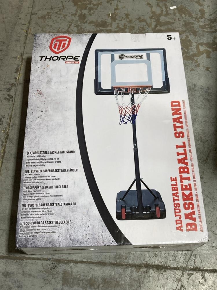 Lot 221  
            Chesterfield SR44 - Parcel Delivery Only 

                
THORPE SPORTS ADJUSTABLE BASKETBALL STAND (LOCATION: G1)
