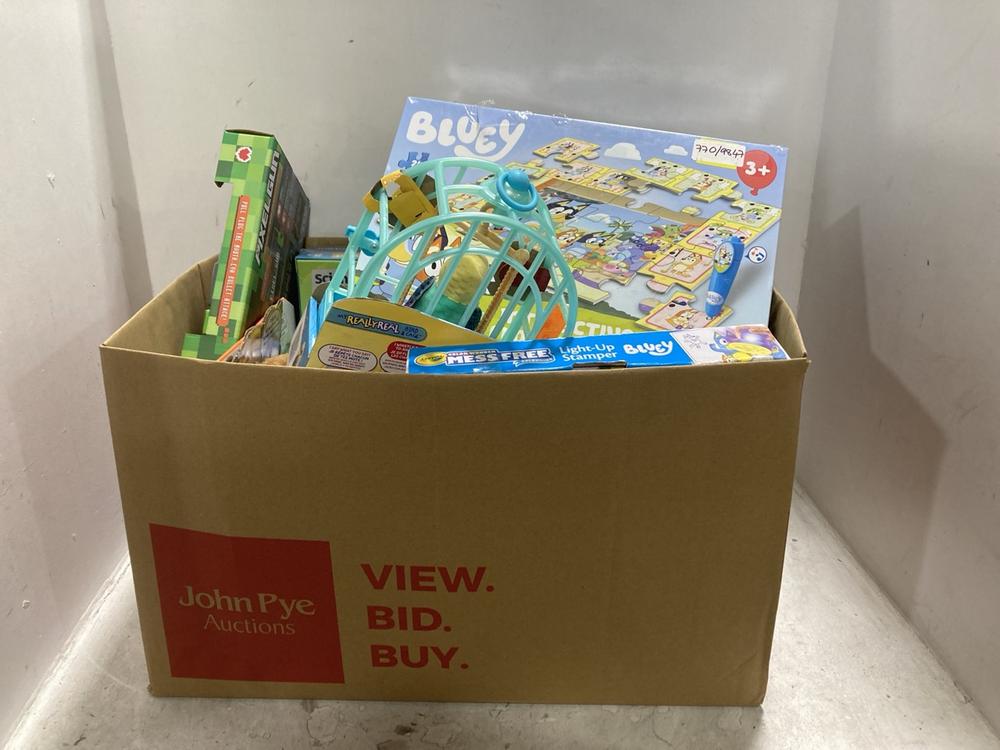 Lot 226  
            Chesterfield SR44 - Parcel Delivery Only 

                
BOX OF ASSORTED KIDS TOYS TO INCLUDE BLUEY INTERACTIVE FLOOR PUZZLE (LOCATION: G1)