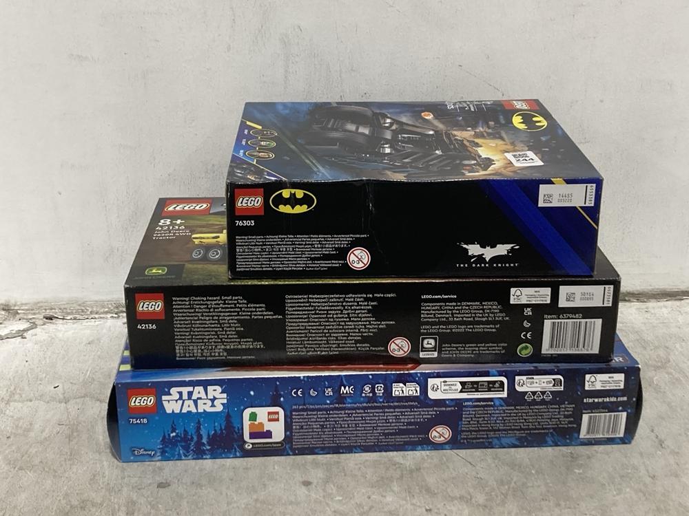 Lot 244  
            Chesterfield SR44 - Parcel Delivery Only 

                
3 X ASSORTED KID TOYS TO INCLUDE LEGO BATMAN TUMBLER 76303 (LOCATION: G2)