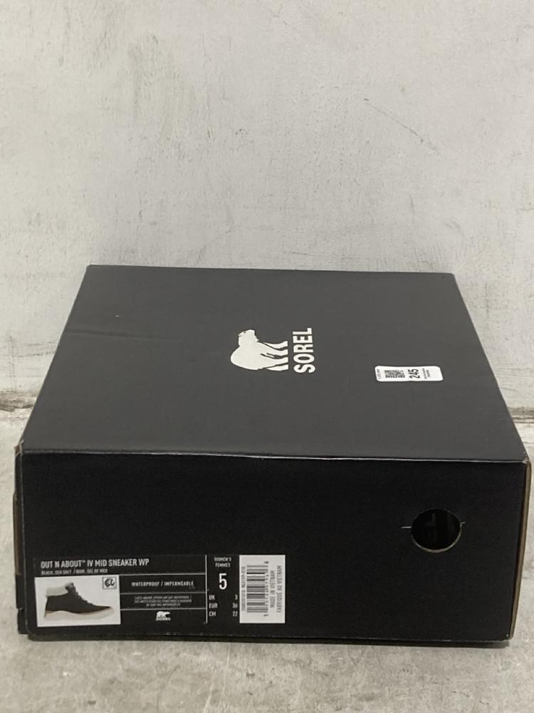 Lot 245  
            Chesterfield SR44 - Parcel Delivery Only 

                
SOREL OUT N ABOUT SNEAKER WP IN BLACK SIZE 3 (LOCATION: G2)