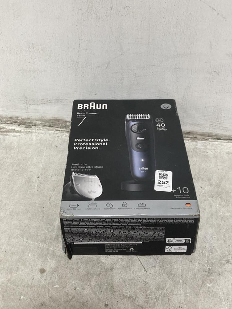 Lot 252  
            Chesterfield SR44 - Parcel Delivery Only 

                
BRAUN BEARD TRIMMER SERIES 7 (LOCATION: G2)