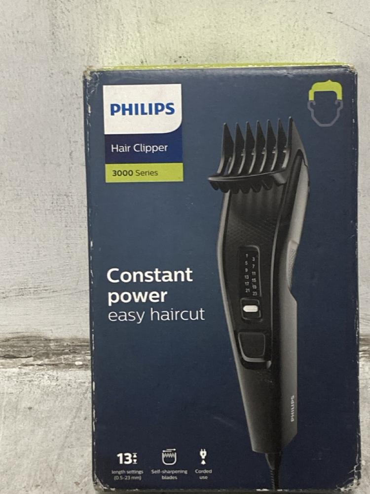 Lot 253  
            Chesterfield SR44 - Parcel Delivery Only 

                
PHILIPS HAIR CLIPPER 3000 SERIES (LOCATION: G2)