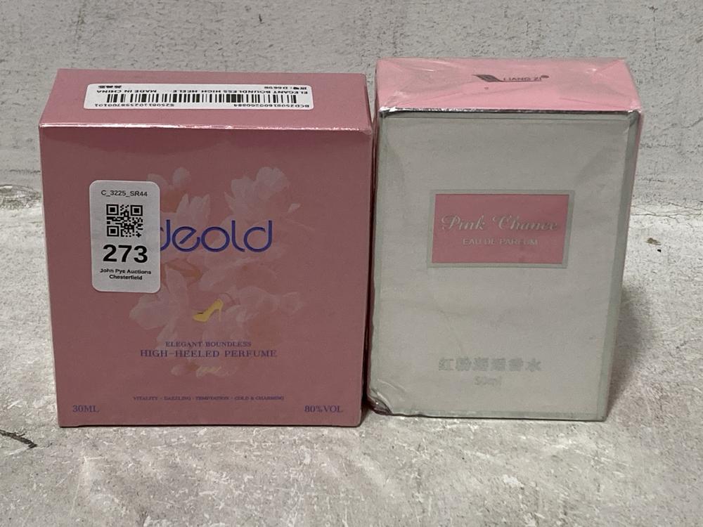 Lot 273  
            Chesterfield SR44 - Parcel Delivery Only 

                
PINK CHANCE EAU DE PARFUM 50ML TO INCLUDE DEOLD ELEGANT BOUNDLESS HIGH-HEELED PER...