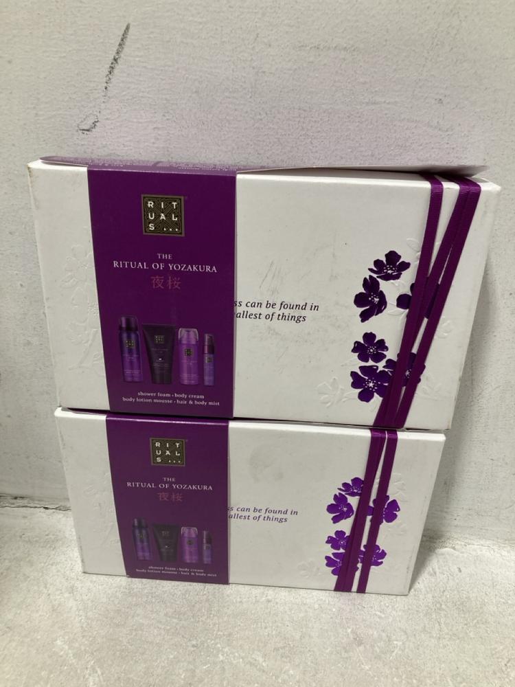 Lot 288  
            Chesterfield SR44 - Parcel Delivery Only 

                
3 X ASSORTED BEAUTY ITEMS TO INCLUDE RITUALS THE RITUAL OF YOZAKURA (LOCATION: G3)