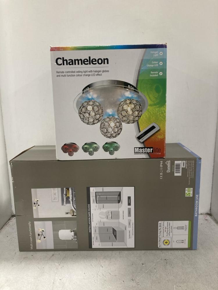 Lot 315  
            Chesterfield SR44 - Parcel Delivery Only 

                
CHAMELEON REMOTE CONTROLLED LIGHT TO INCLUDE TELA 4 LIGHT FITTING (LOCATION: G4)