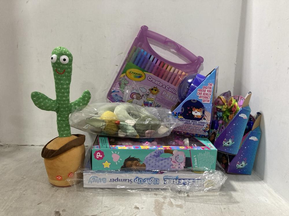 Lot 333  
            Chesterfield SR44 - Parcel Delivery Only 

                
7 X ASSORTED KIDS TOYS TO INCLUDE CRAYOLA BLUEY LIGHT UP STAMPER (LOCATION: G5)