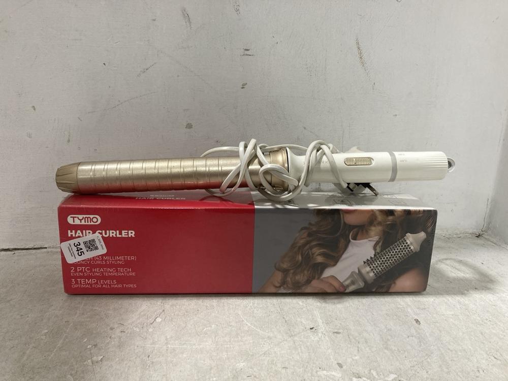 Lot 345  
            Chesterfield SR44 - Parcel Delivery Only 

                
TYME HAIR CURLER TO INCLUDE PRIMARK GOLD HAIR CURLING WAND (LOCATION: G5)