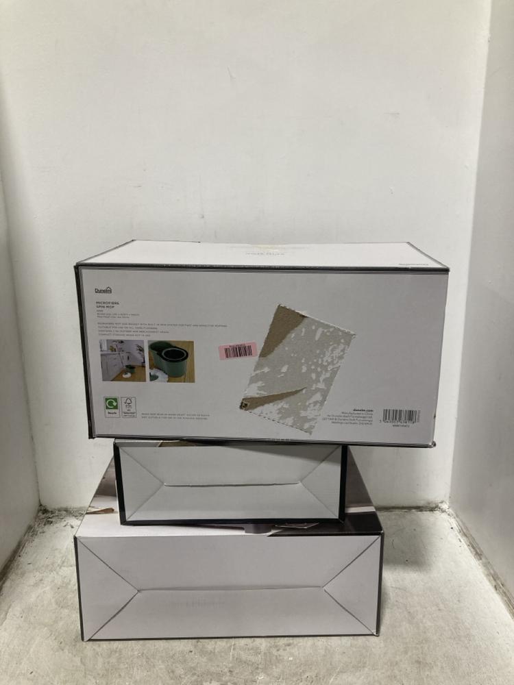 Lot 348  
            Chesterfield SR44 - Parcel Delivery Only 

                
3 X ASSORTED HOUSEHOLD ITEMS TO INCLUDE DUNELM MICROFIBRE SPIN MOP (LOCATION: G6)