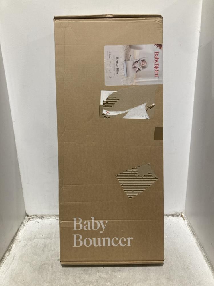 Lot 361  
            Chesterfield SR44 - Parcel Delivery Only 

                
BABY BJORN LIGHT BEIGE 3D JERSEY BABY BOUNCER (LOCATION: G6)