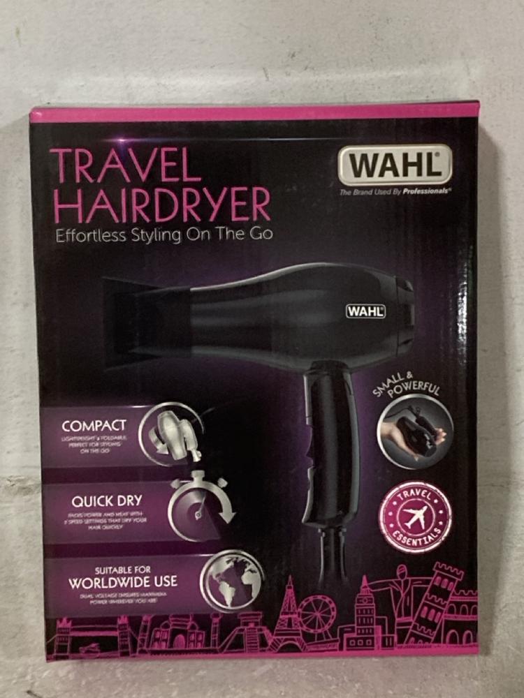 Lot 368  
            Chesterfield SR44 - Parcel Delivery Only 

                
3 X ASSORTED BEAUTY ITEMS TO INCLUDE WAHL TRAVEL HAIR DRYER (LOCATION: G7)