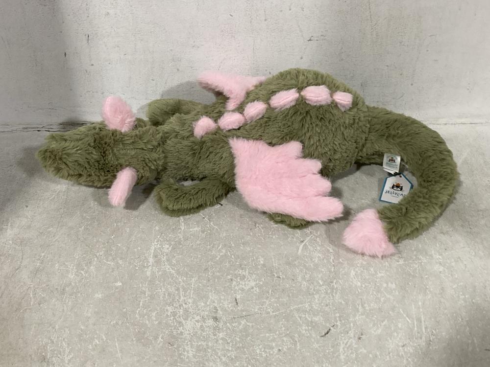 Lot 385  
            Chesterfield SR44 - Parcel Delivery Only 

                
JELLYCAT MALACHY DRAGON CUDDLY TOY (LOCATION: G7)