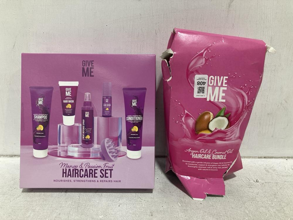 Lot 408  
            Chesterfield SR44 - Parcel Delivery Only 

                
GIVE ME HAIR CARE BUNDLE TO INCLUDE GIVE ME MANGO AND PASSIONFRUIT HAIRCARE SET (...