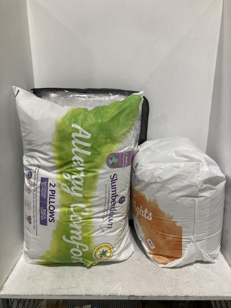 Lot 425  
            Chesterfield SR44 - Parcel Delivery Only 

                
3 X ASSORTED BEDDING ITEMS TO INCLUDE SLUMBERDOWN PERFECT FOR CHILLY NIGHTS KING ...