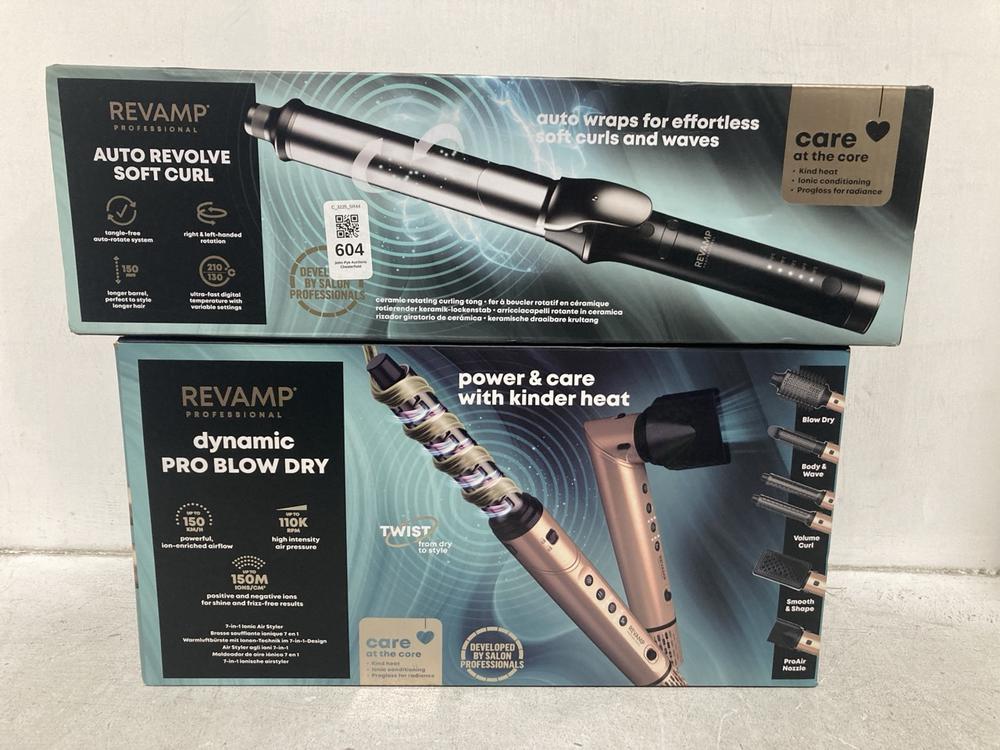 Lot 604  
            Chesterfield SR44 - Parcel Delivery Only 

                
REVAMP AUTO REVOLVE SOFT CURL TO INCLUDE REVAMP DYNAMIC PRO BLOW DRY (LOCATION: H4)