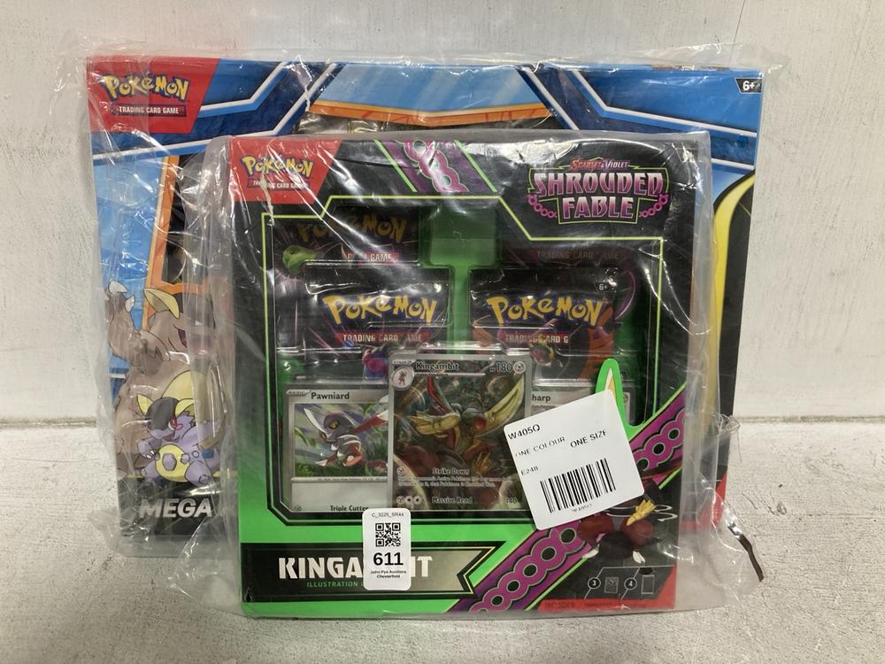 Lot 611  
            Chesterfield SR44 - Parcel Delivery Only 

                
POKEMON SHROUDED FABLE KINGAMBIT ILLUSTRATION COLLECTION TO INCLUDE POKEMON MEGA ...