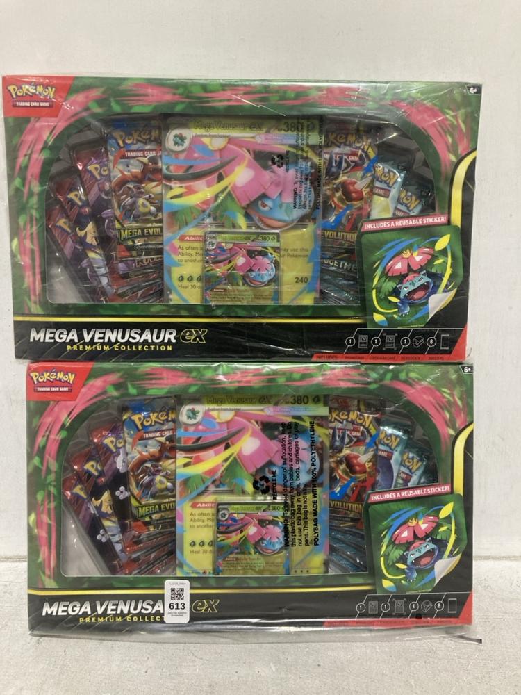 Lot 613  
            Chesterfield SR44 - Parcel Delivery Only 

                
2 X POKEMON MEGA VENUSAUR EX PREMIUM COLLECTION (LOCATION: H4)