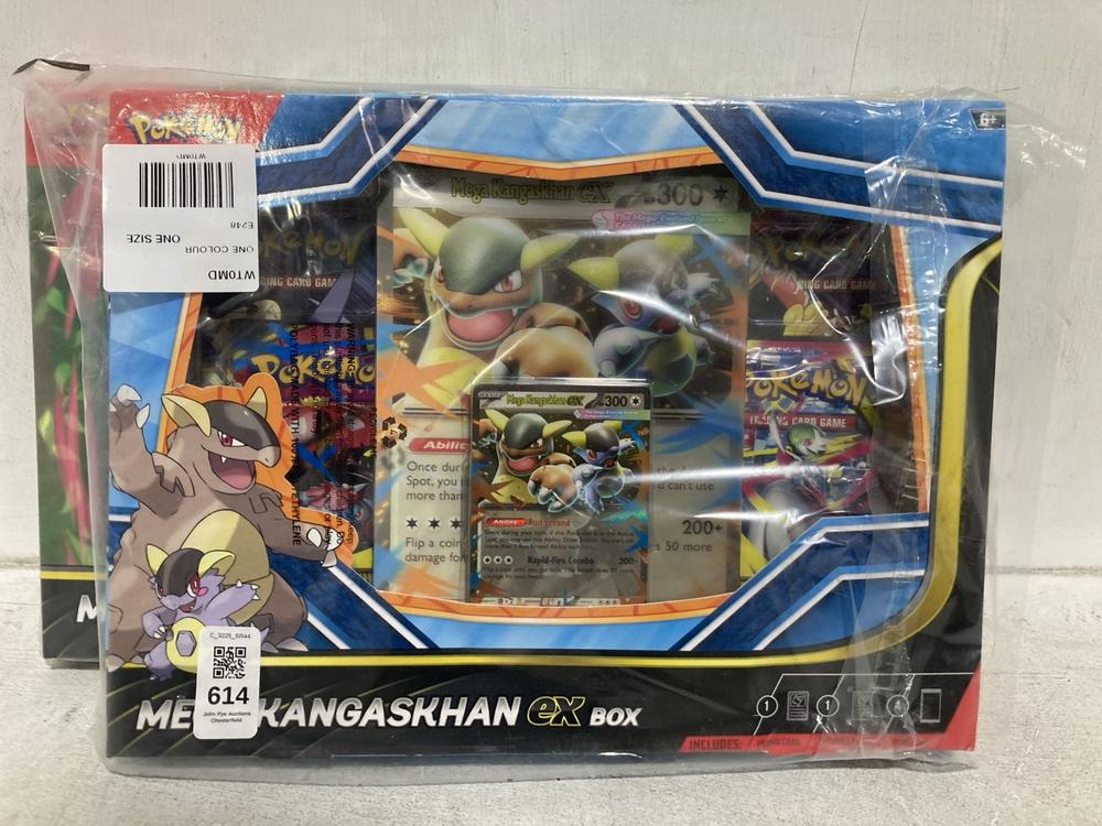 Lot 614  
            Chesterfield SR44 - Parcel Delivery Only 

                
POKEMON MEGA VENUSAUR EX PREMIUM COLLECTION TO INCLUDE POKEMON MEGA KANGASKHAN EX...