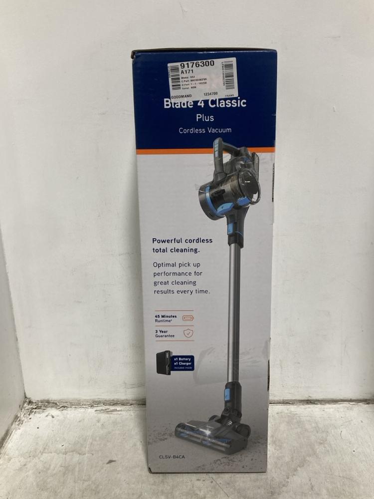 Lot 660  
            Chesterfield SR44 - Parcel Delivery Only 

                
VAX BLADE 4 CLASSIC PLUS CORDLESS VACUUM (LOCATION: H6)