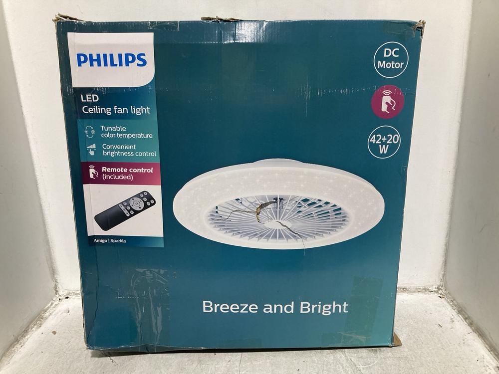 Lot 906  
            Chesterfield SR44 - Parcel Delivery Only 

                
PHILIPS LED CEILING FAN LIGHT BREEZE AND BRIGHT - ORIGINAL RRP £108 (LOCATION: I8)