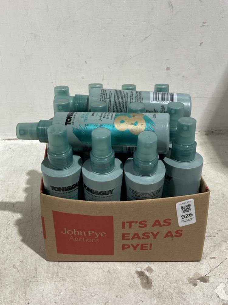 Lot 926  
            Chesterfield SR44 - Parcel Delivery Only 

                
BOX OF TONI&GUY SEA SALT TEXTURISING SPRAY FOR BEACHY LOCKS (LOCATION: J1)