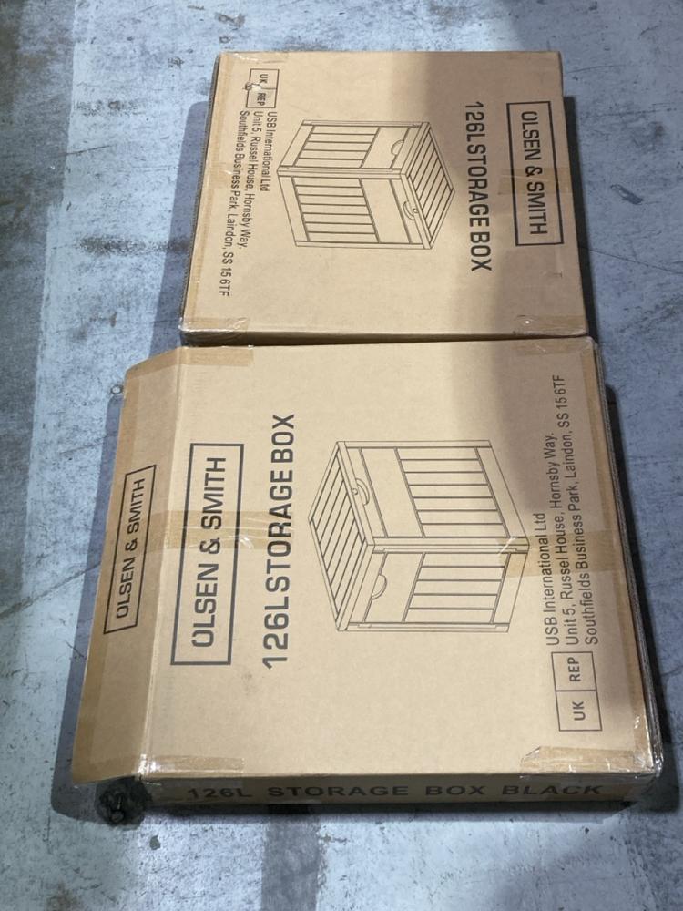 Lot 974  
            Chesterfield SR44 - Parcel Delivery Only 

                
2 X 126L STORAGE BOX IN BLACK (LOCATION: J2)