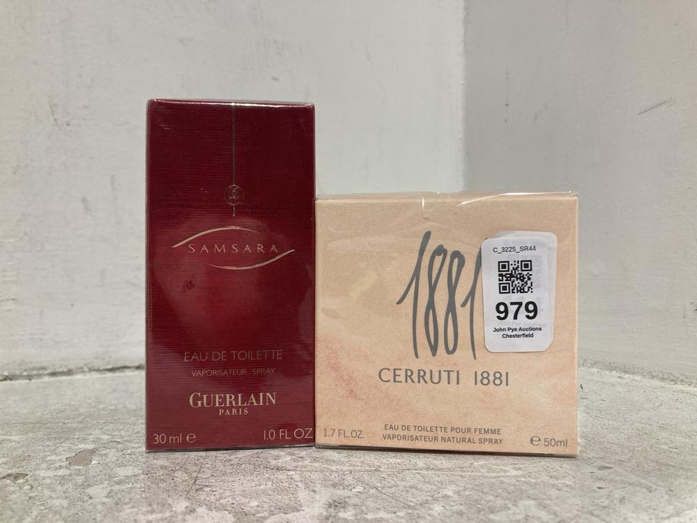 Lot 979  
            Chesterfield SR44 - Parcel Delivery Only 

                
2 X ASSORTED PERFUMES TO INCLUDE 1881 CERRUTI 1881 EAU DE TOILETTE (LOCATION: J3)